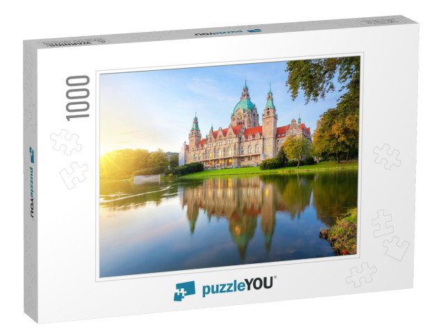 Hanover, Germany. Building of New Town Hall Reflecting in... Jigsaw Puzzle with 1000 pieces