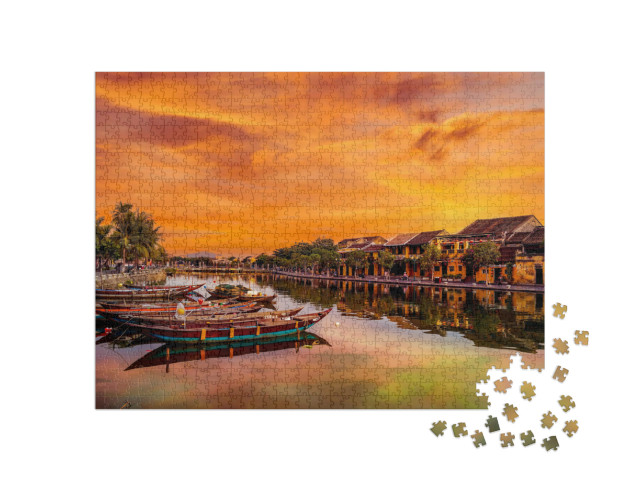 View of Busy River in Hoi An, Vietnam. Hoi an is the Worl... Jigsaw Puzzle with 1000 pieces