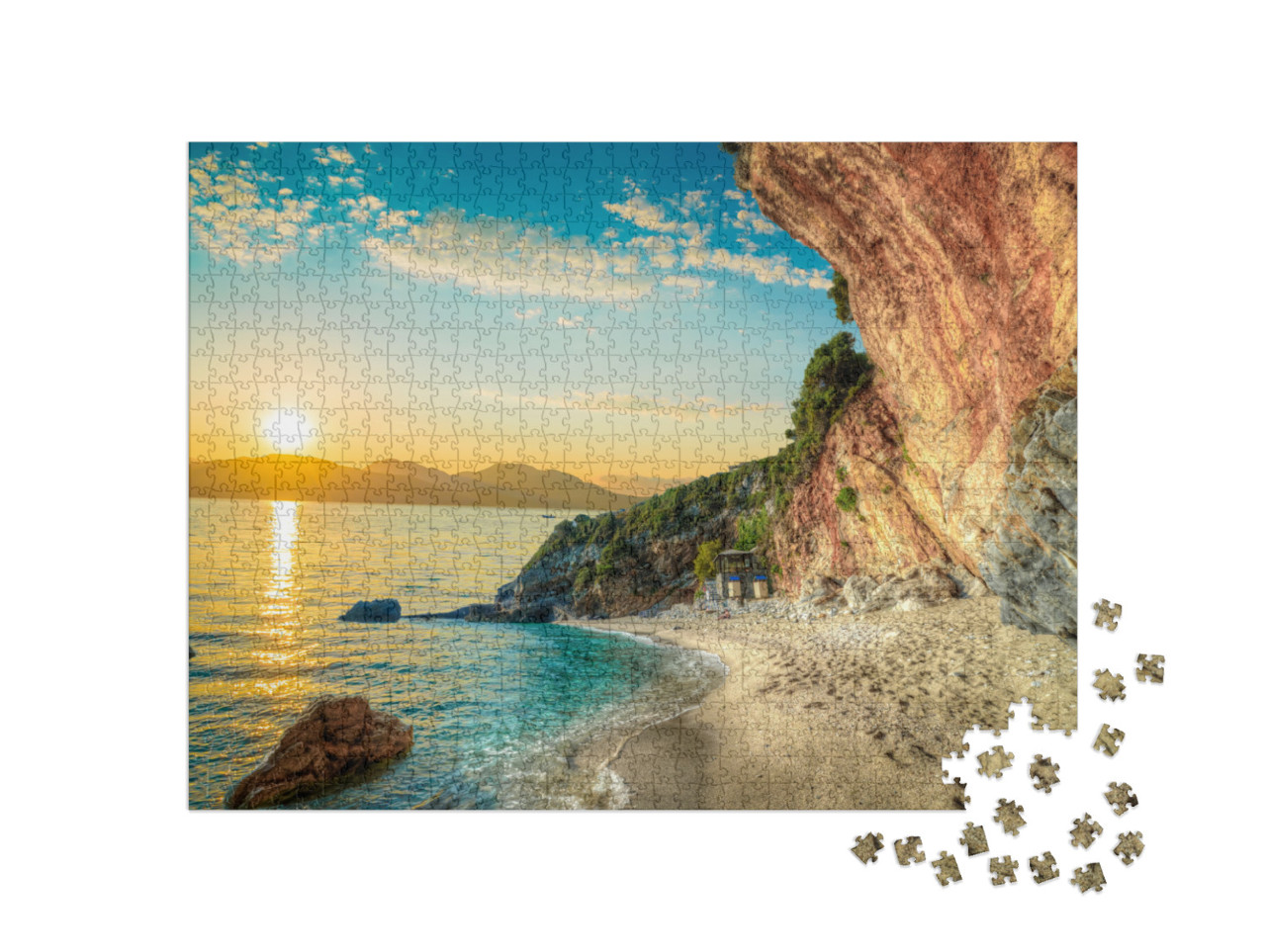 Beautiful Landscape in Corfu Island, Beach & Sea Shore in... Jigsaw Puzzle with 1000 pieces