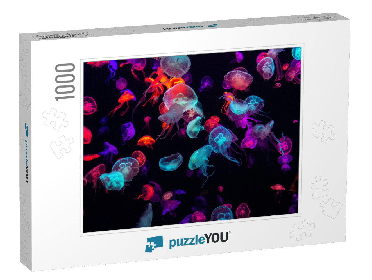 Colorful Jellyfish Underwater. Jellyfish Moving in Water... Jigsaw Puzzle with 1000 pieces