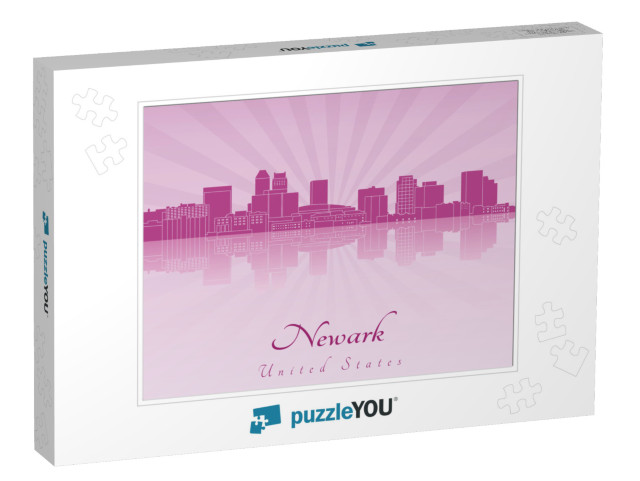 Newark Skyline in Purple Radiant Orchid in Editable Vecto... Jigsaw Puzzle