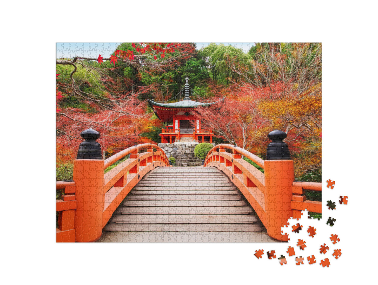 Japanese Autumn Fall. Kyoto Daigoji Temple. Famous Temple... Jigsaw Puzzle with 1000 pieces