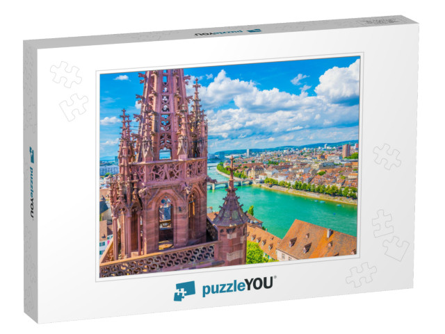 Riverside of Rhine in Basel Dominated by Majestic Buildin... Jigsaw Puzzle