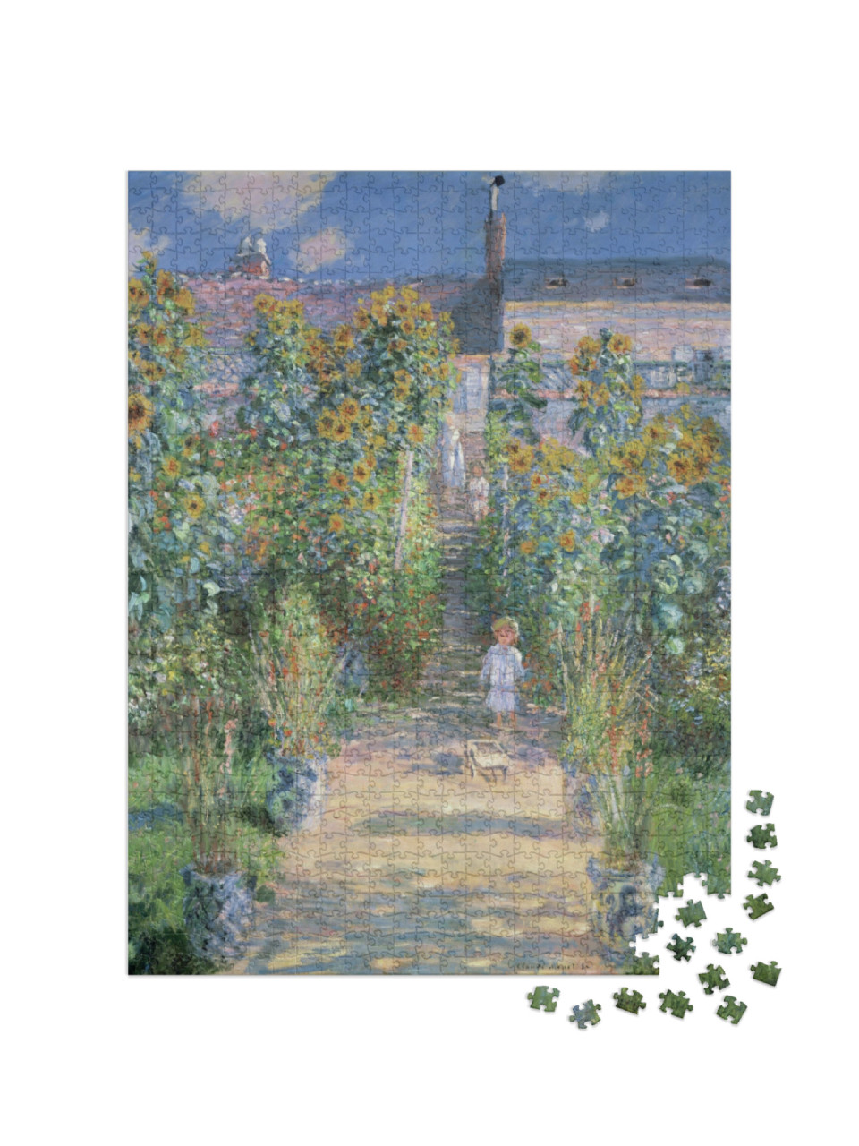 The Artists Garden At Vetheuil, by Claude Monet, 1880, Fr... Jigsaw Puzzle with 1000 pieces