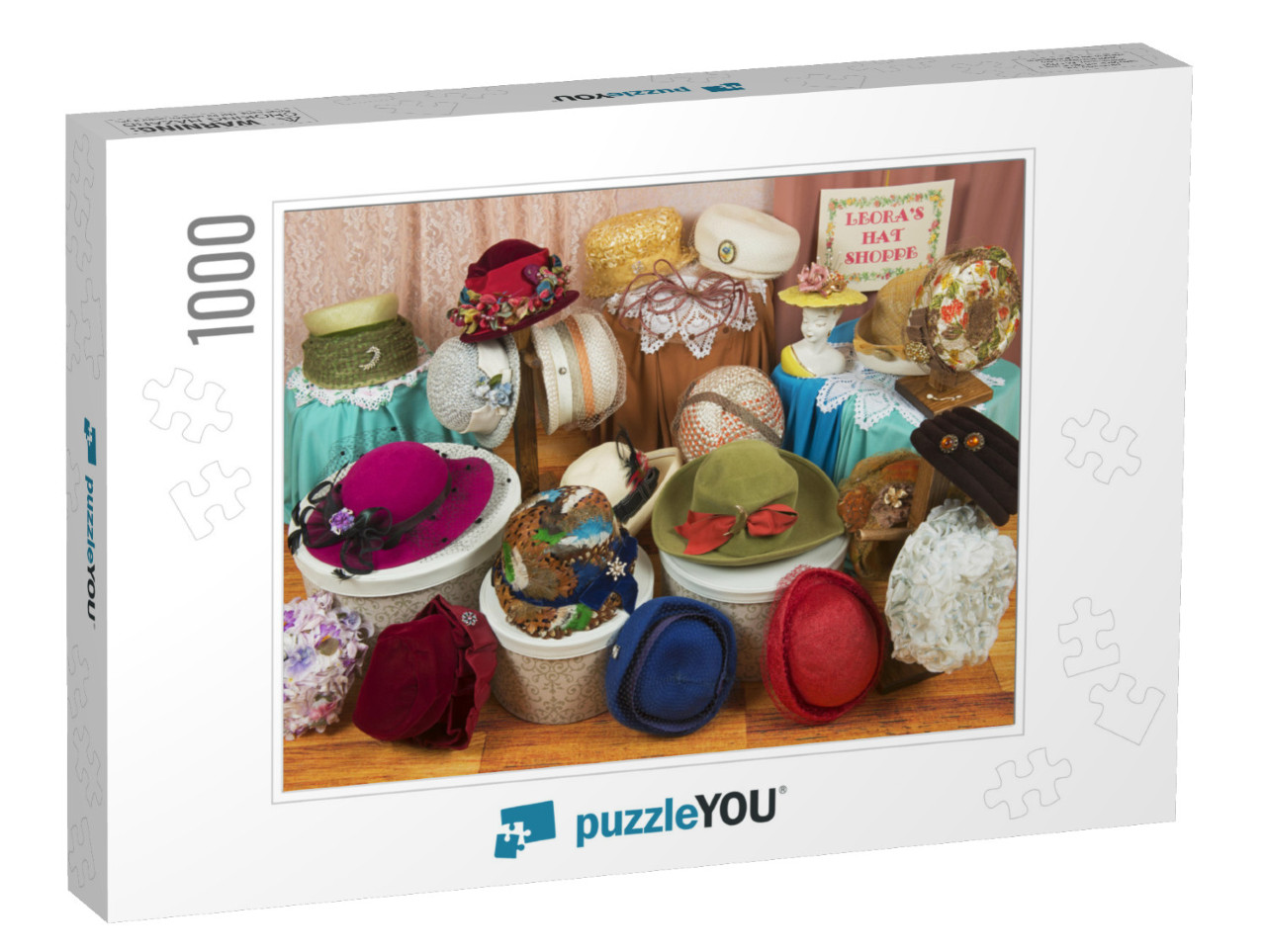 Vintage Women's Hats Photo Collage Jigsaw Puzzle with 1000 pieces