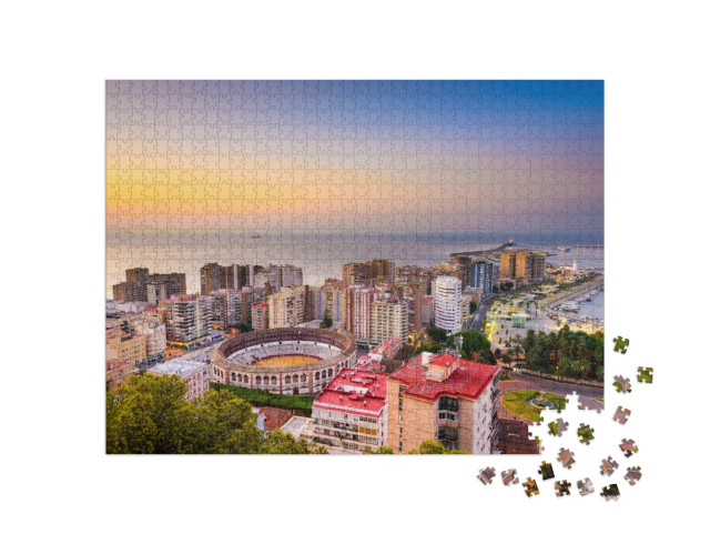 Malaga, Spain Dawn Skyline Towards the Mediterranean Sea... Jigsaw Puzzle with 1000 pieces