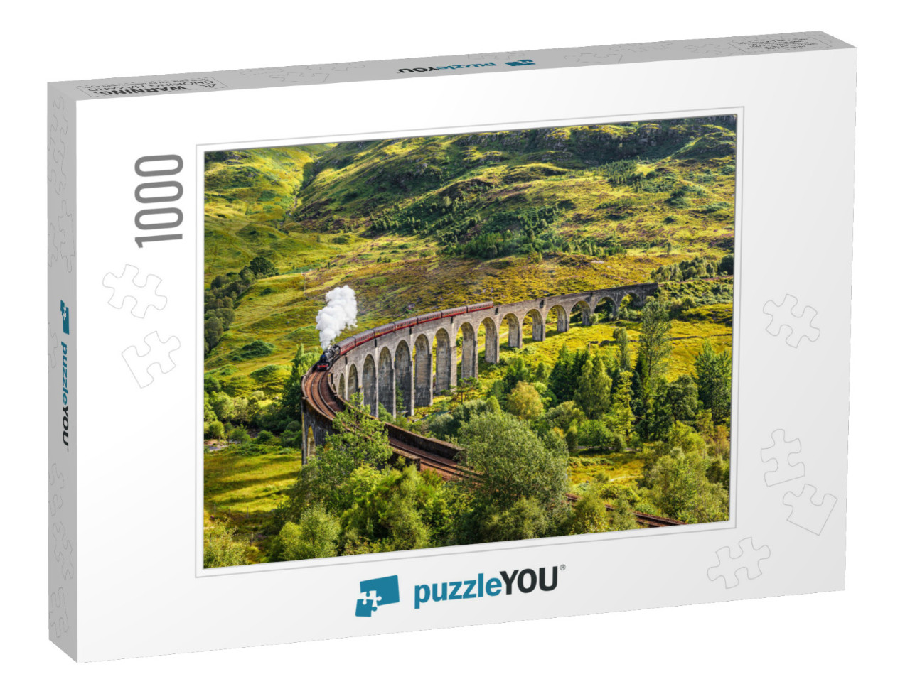 Glenfinnan Railway Viaduct in Scotland with the Jacobite... Jigsaw Puzzle with 1000 pieces