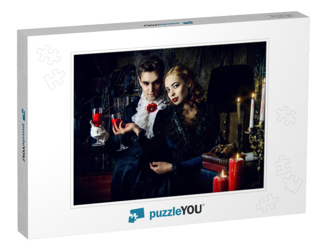 Beautiful Man & Woman Vampires Dressed in Medieval Clothi... Jigsaw Puzzle