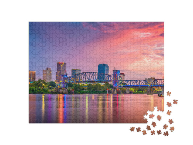 Little Rock, Arkansas, USA Skyline on the Arkansas River A... Jigsaw Puzzle with 1000 pieces