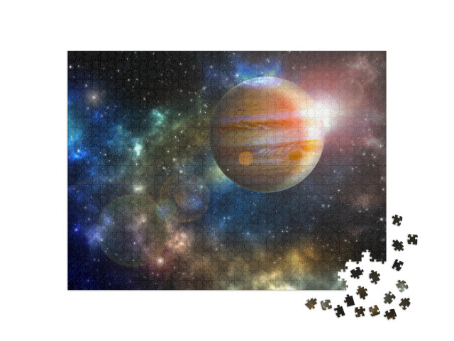 Jupiter Planet in the Colorful Starry Universe Elements o... Jigsaw Puzzle with 1000 pieces