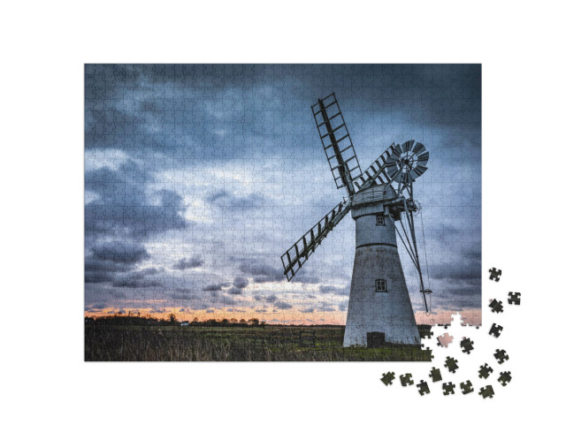 A Mill in a Field Against the Background of Sunset. Sunse... Jigsaw Puzzle with 1000 pieces