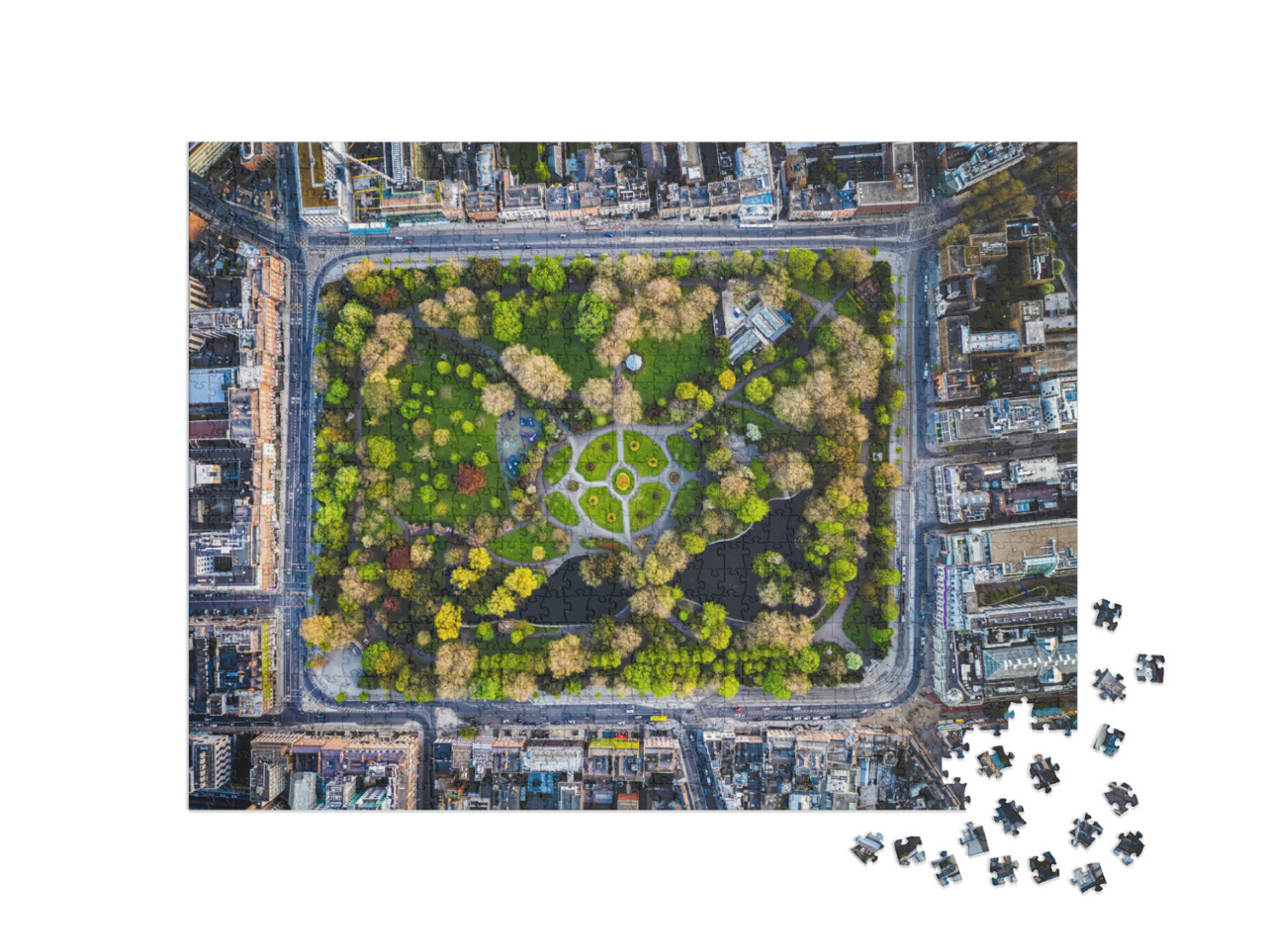 St. Stephens Green Park in Dublin View from the Air... Jigsaw Puzzle with 1000 pieces