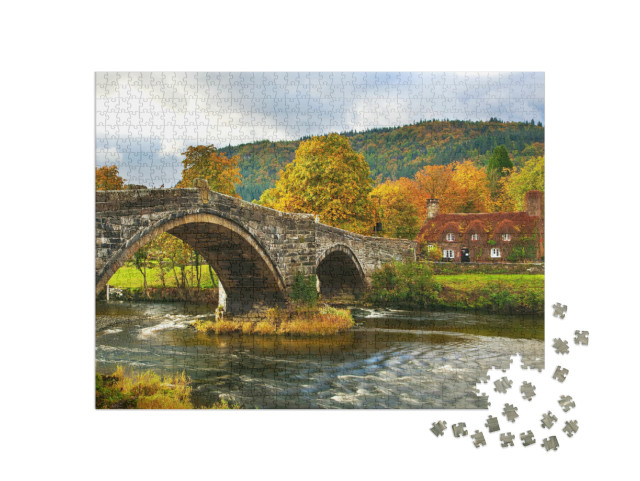 Llanwrst Bridge, Snowdonia, North Wales, Uk... Jigsaw Puzzle with 1000 pieces