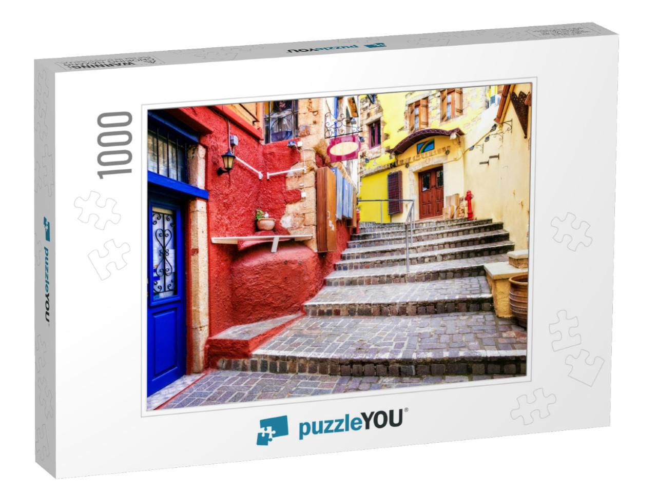 Colors of Greece Series - Vivid Streets of Old Chania Tow... Jigsaw Puzzle with 1000 pieces