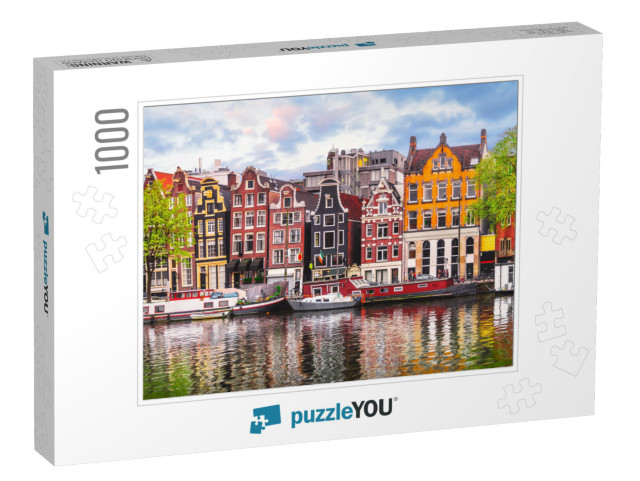 Amsterdam Netherlands Dancing Houses Over River Amstel La... Jigsaw Puzzle with 1000 pieces