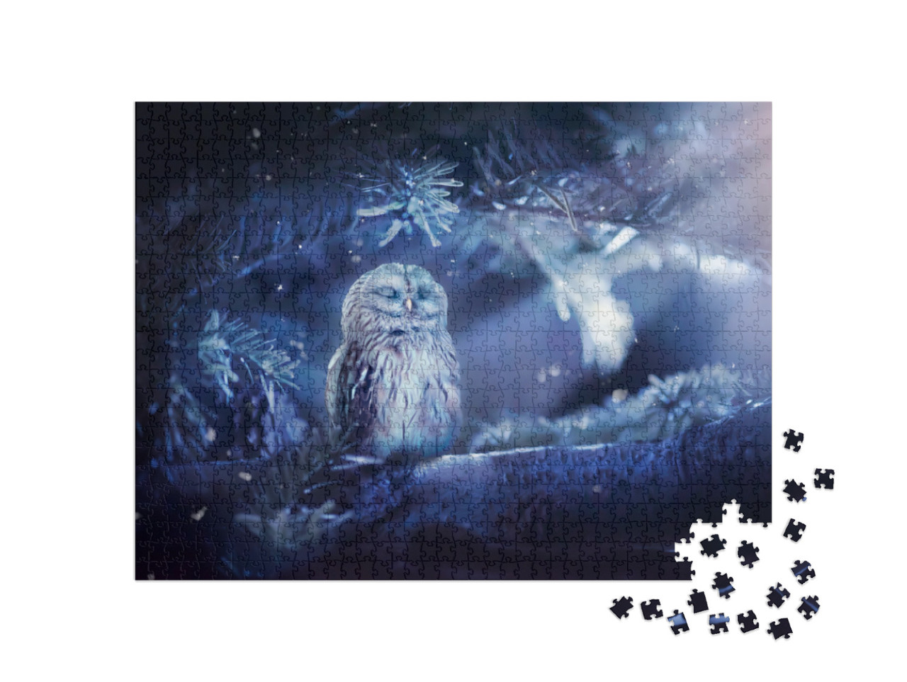 Sleeping Owl in Fantasy Enchanted Fairy Tale Spruce Fores... Jigsaw Puzzle with 1000 pieces