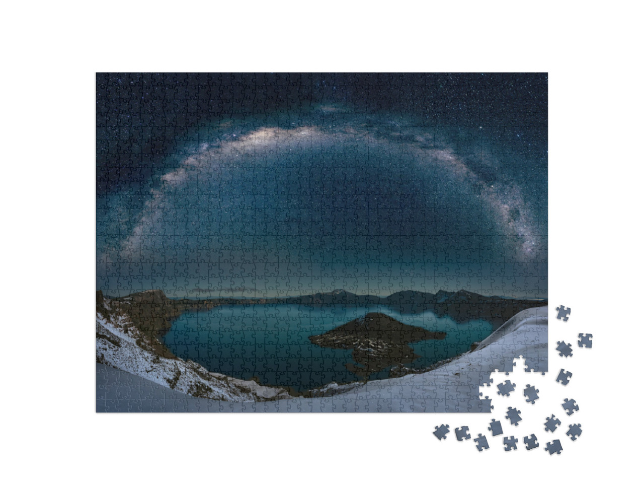 The Panoramic View of Crater Lake with Fine Art Milky Way... Jigsaw Puzzle with 1000 pieces