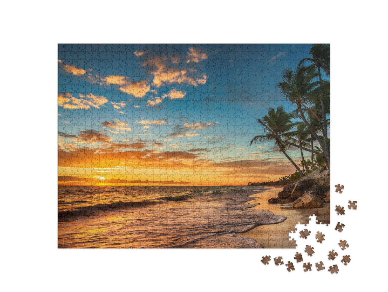 Landscape of Paradise Tropical Island Beach, Sunrise Shot... Jigsaw Puzzle with 1000 pieces