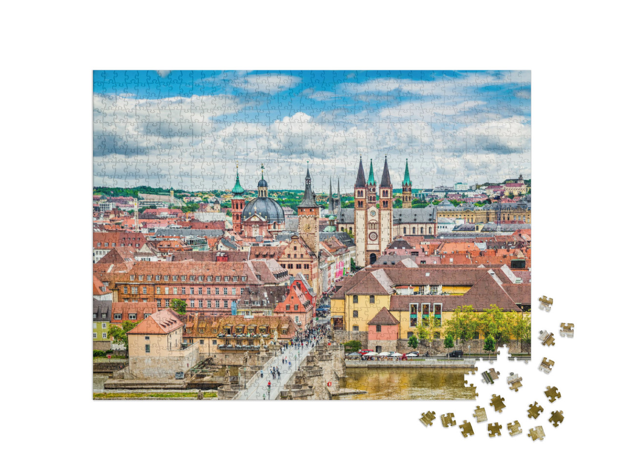 Aerial View of the Historic City of Wurzburg with Alte Ma... Jigsaw Puzzle with 1000 pieces