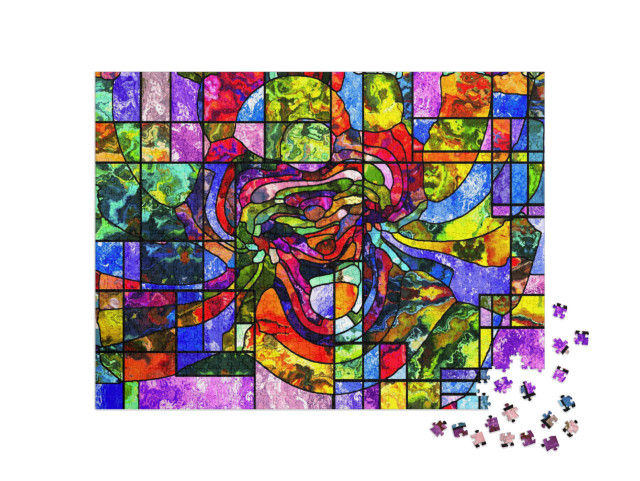 Stained Glass Series. Artistic Abstraction Composed of Or... Jigsaw Puzzle with 1000 pieces