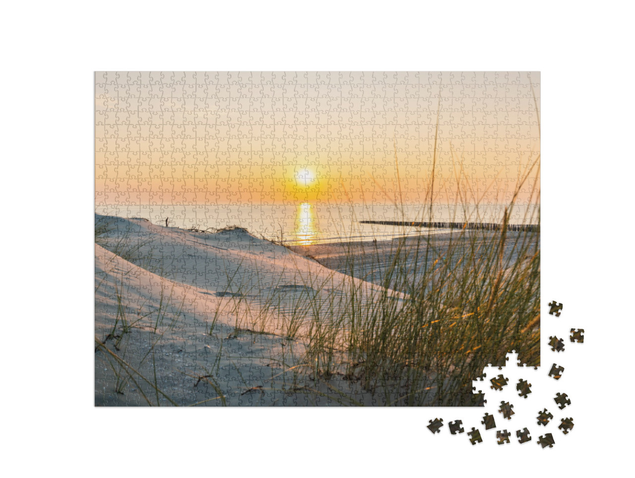 Sunset At the Baltic Sea Beach... Jigsaw Puzzle with 1000 pieces