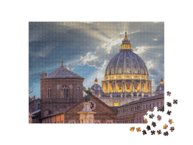 St Peters Basilica in Rome, Vatican, the Dome At Sunset... Jigsaw Puzzle with 1000 pieces