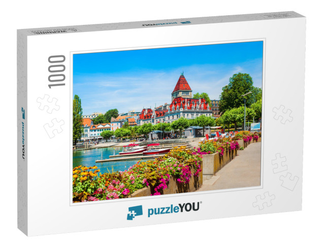 Geneva Lake Promenade Near the Chateau Ouchy Castle, an O... Jigsaw Puzzle with 1000 pieces