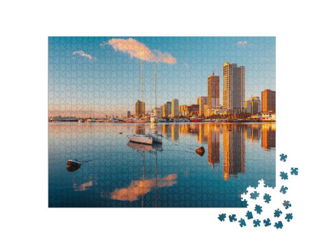 Skyline of Manila City & Manila Bay... Jigsaw Puzzle with 1000 pieces