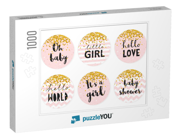 Baby Shower Candy Bar Vector Tags. 6 Cute Circle S... Jigsaw Puzzle with 1000 pieces