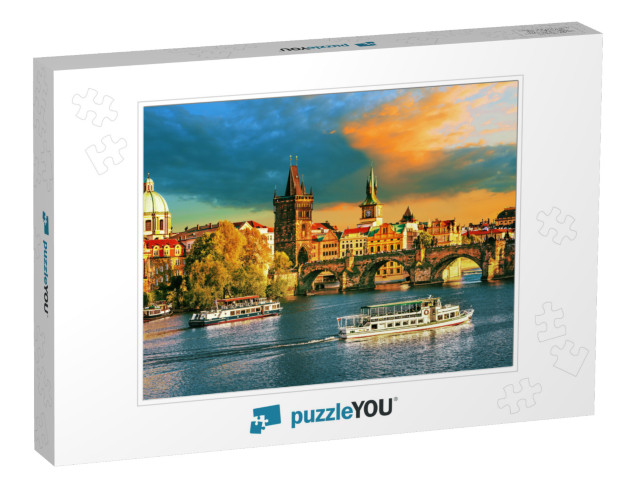 Scenic View on Vltava River & Historical Center of Prague... Jigsaw Puzzle