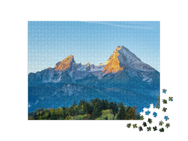 The First Sunlight Hits the Famous Mount Watzmann in the... Jigsaw Puzzle with 1000 pieces