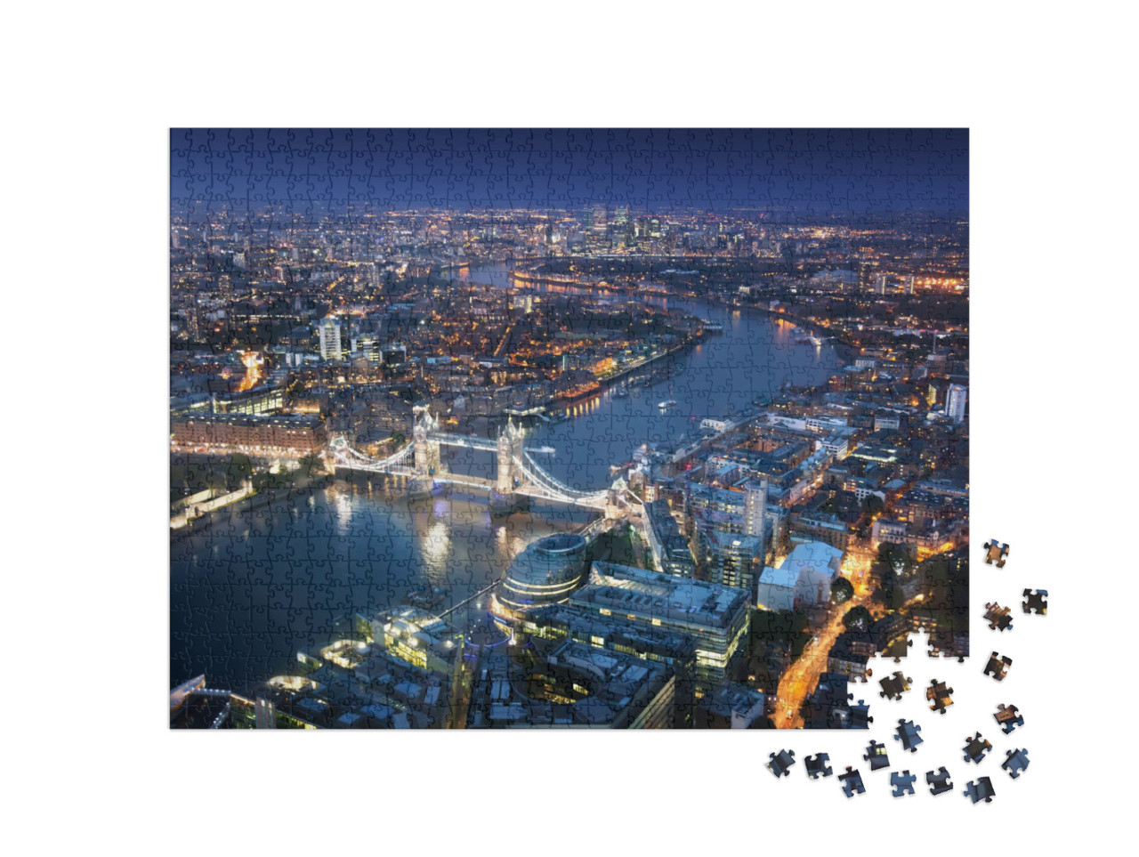 London At Night with Urban Architectures & Tower Bridge... Jigsaw Puzzle with 1000 pieces