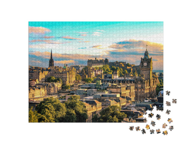 Edinburgh Skyline Seen from Calton Hill, Scotland... Jigsaw Puzzle with 1000 pieces