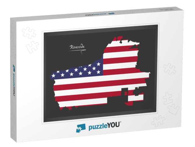 Riverside California Map with American National Flag Illu... Jigsaw Puzzle