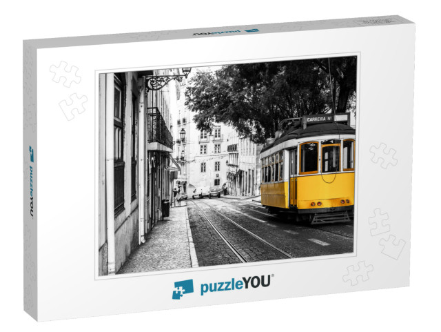 Yellow Tram on Old Streets of Lisbon, Portugal, Popular T... Jigsaw Puzzle