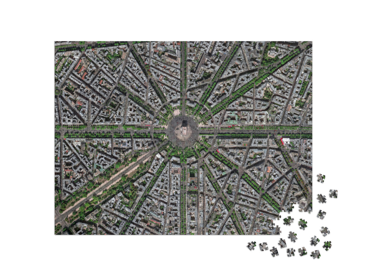 Champs Elysees Square & Avenue Aerial View... Jigsaw Puzzle with 1000 pieces