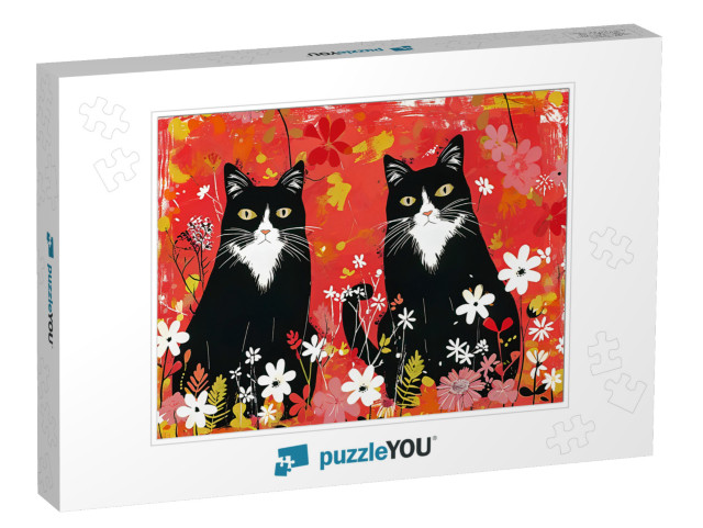 Tuxedo Cat Friends Jigsaw Puzzle