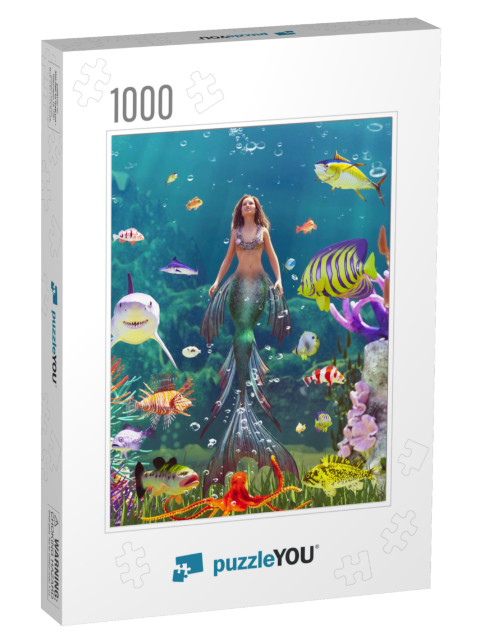 3D Fantasy Mermaid in Mythical Sea, Fantasy Fairy Tale of... Jigsaw Puzzle with 1000 pieces