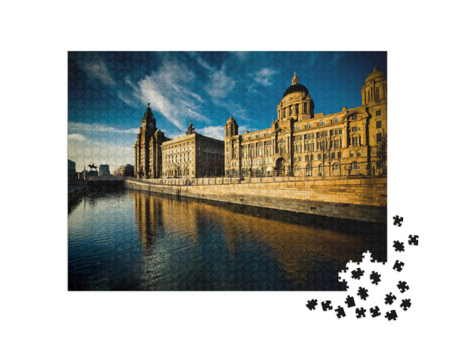 The Stunning Skyline - the Three Graces of Liverpool... Jigsaw Puzzle with 1000 pieces