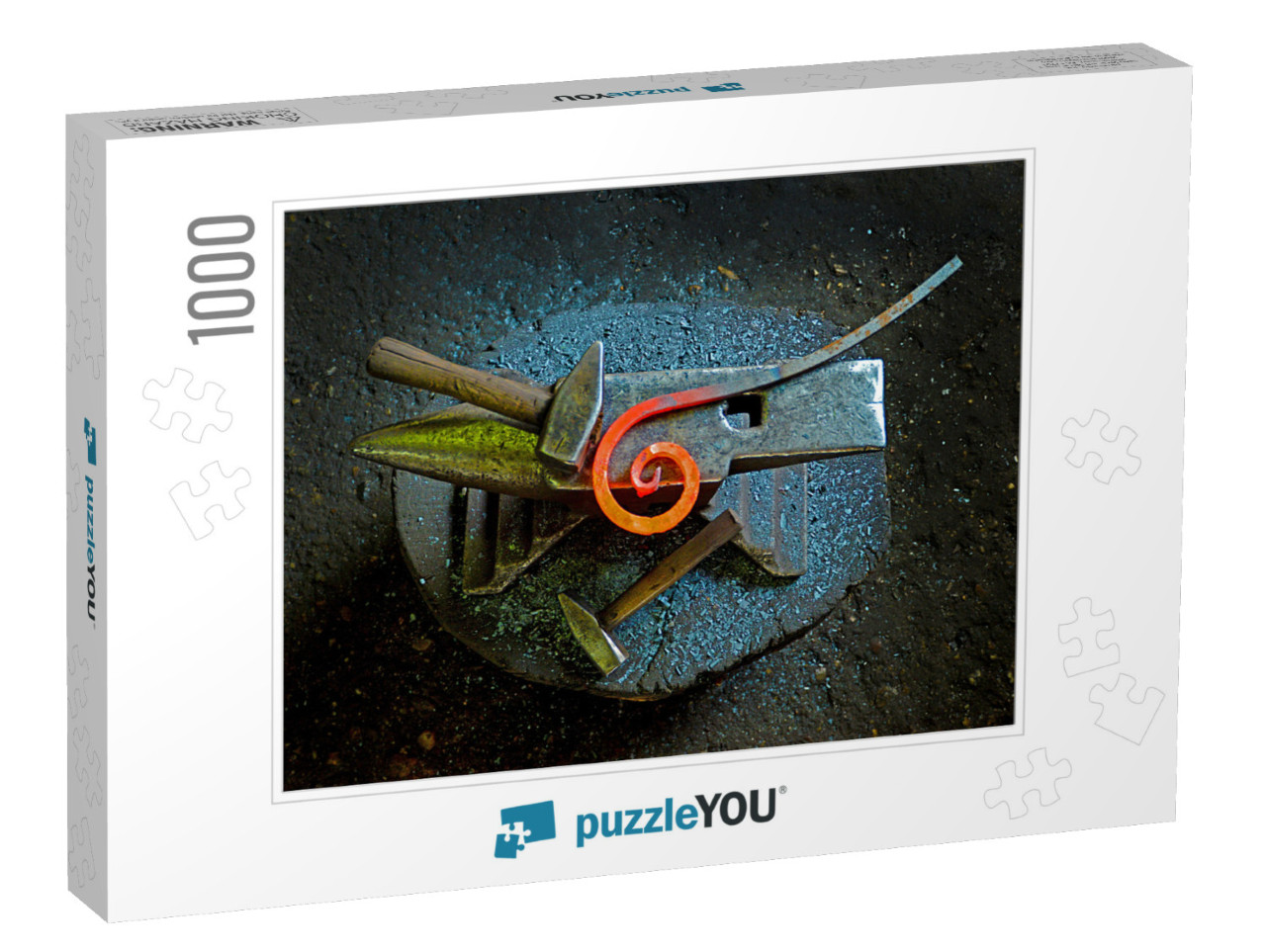 A Hammer & a Metal Object of Spiral Shape on an Anvil. th... Jigsaw Puzzle with 1000 pieces