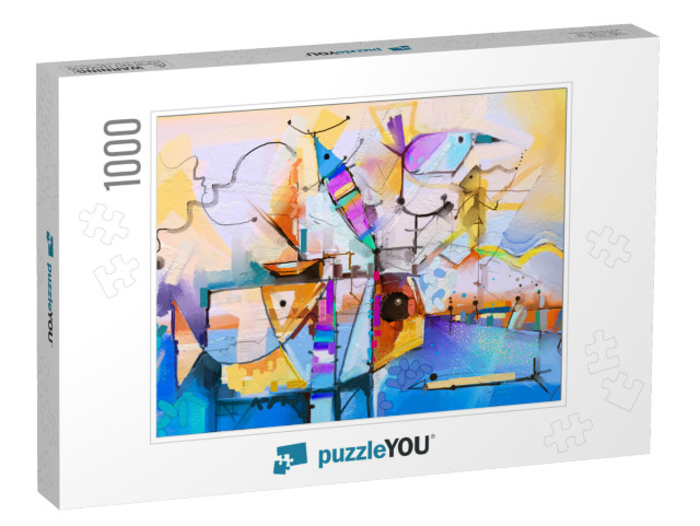 Abstract Colorful Fantasy Oil Painting. Semi Abstract of... Jigsaw Puzzle with 1000 pieces