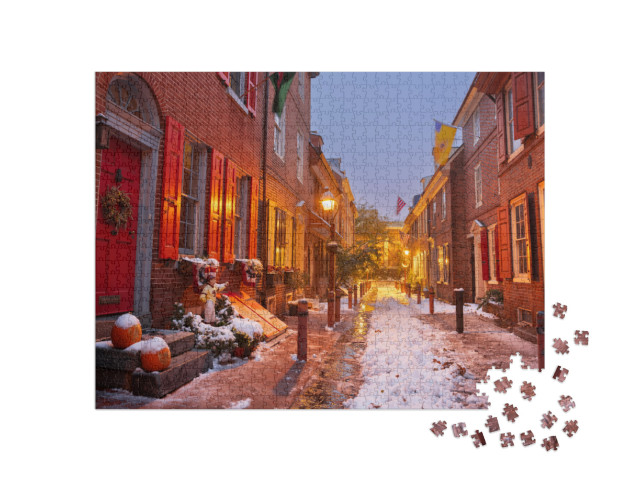 Philadelphia, Pennsylvania, USA At Elfreths Alley in Winte... Jigsaw Puzzle with 1000 pieces