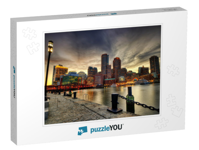 Boston Skyline At Sunset... Jigsaw Puzzle