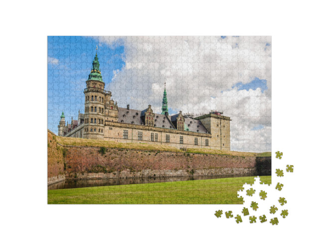 Panoramic View to the Bricks Wall Around Kronborg Castle... Jigsaw Puzzle with 1000 pieces