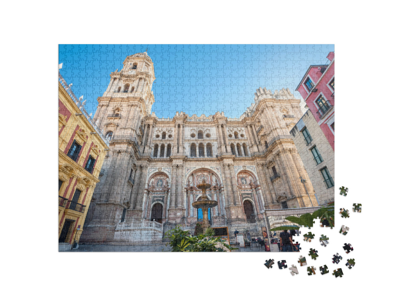 Malaga Cathedral on Plaza Del Obispo. Malaga, Andalusia... Jigsaw Puzzle with 1000 pieces