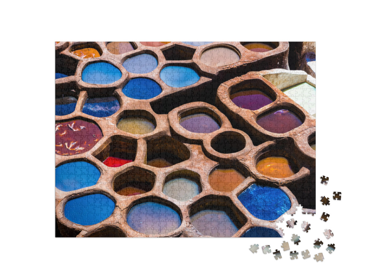 Fez is Also Famous for Its Old Leather Tanneries. Old Tan... Jigsaw Puzzle with 1000 pieces