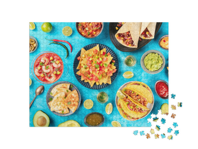 Mexican Food, Many Dishes of the Cuisine of Mexico, Flat... Jigsaw Puzzle with 1000 pieces