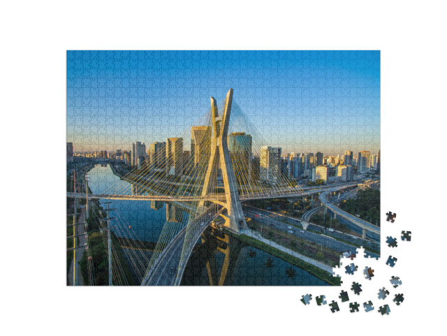 Suspension Bridge. Cable-Stayed Bridge in the World. Sao... Jigsaw Puzzle with 1000 pieces