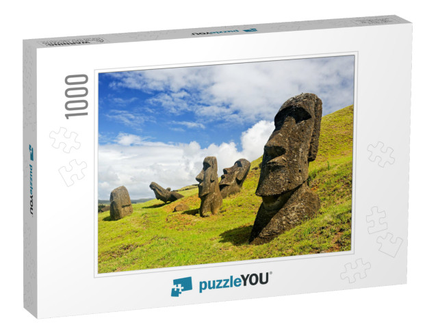 Chile -February 6 Moais in Rapa Nui National Park on the... Jigsaw Puzzle with 1000 pieces