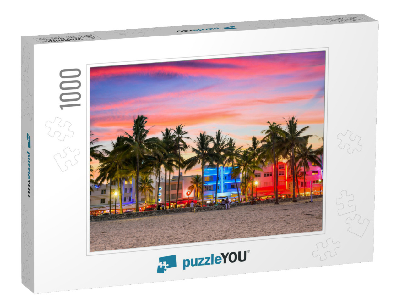 Miami Beach, Florida, USA on Ocean Drive At Sunset... Jigsaw Puzzle with 1000 pieces